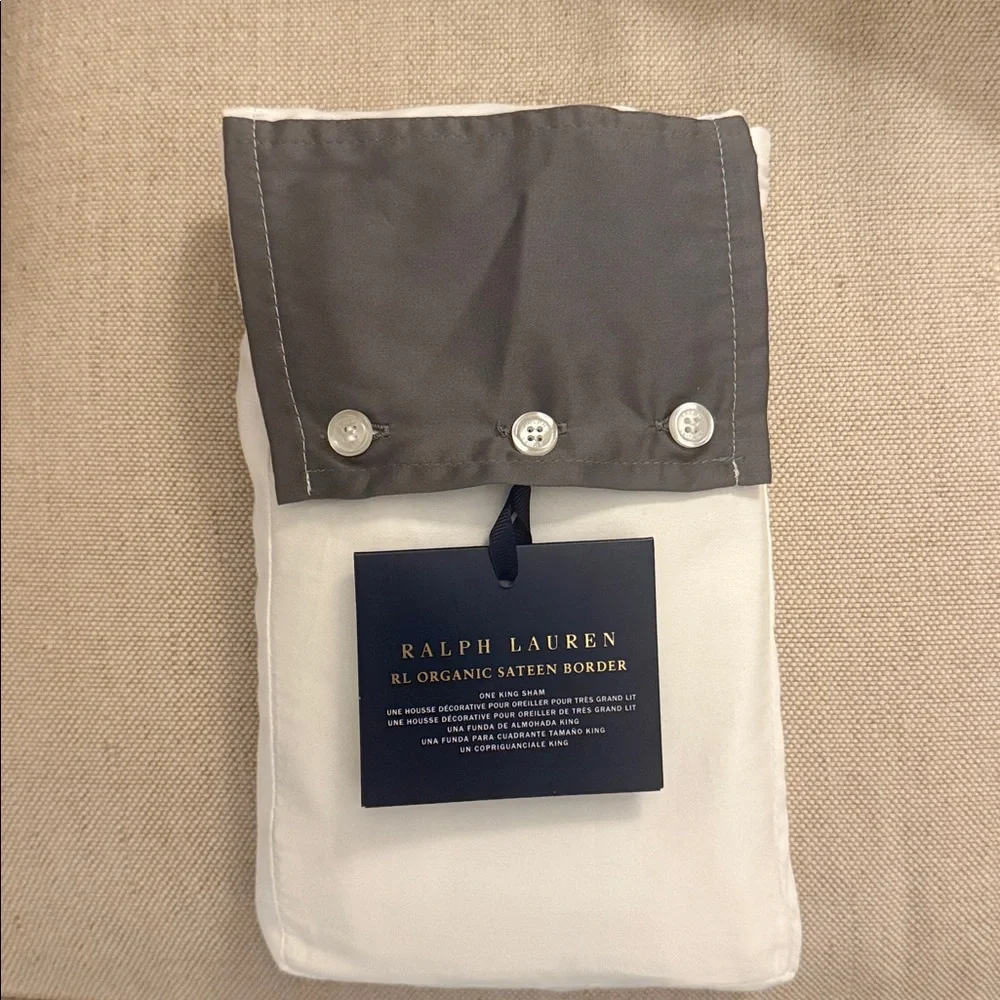 New! Ralph Lauren RL Organic Sateen Border King Sham 20